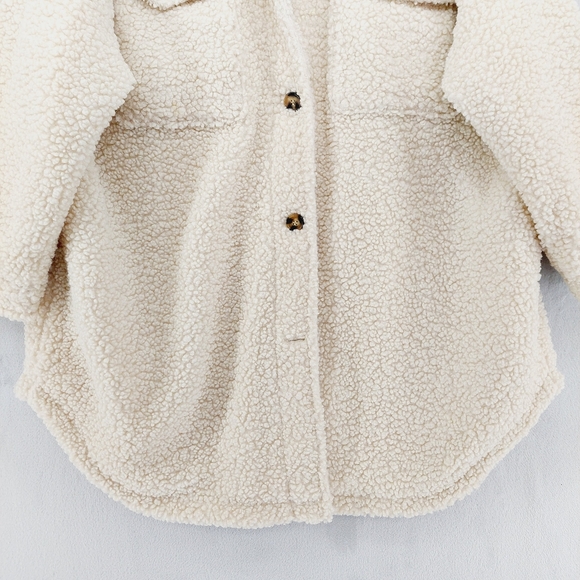 Vigoss® Ivory Cozy Long Sleeves Pockets Sherpa Longline Shacket Z99 - Picture 3 of 12